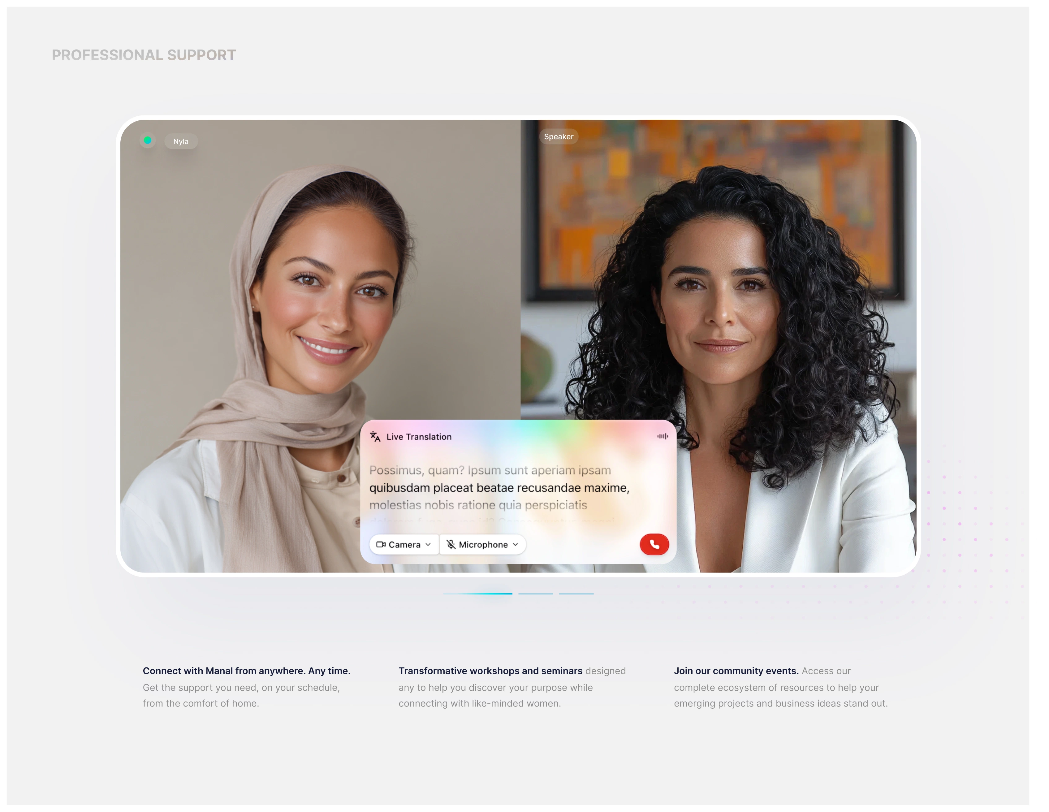Video support interface with live translation controls