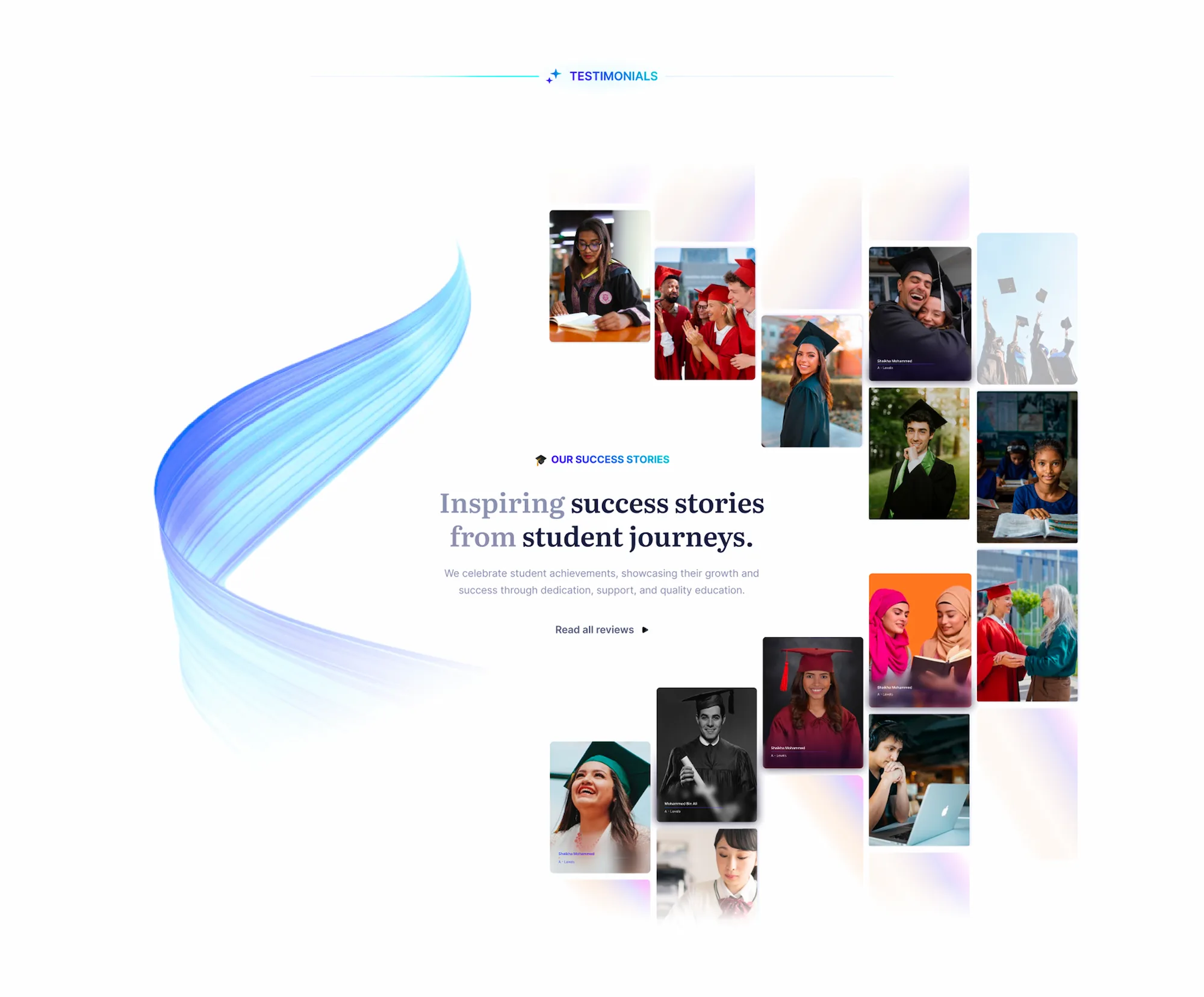 Tutoring Testimonials — design preview